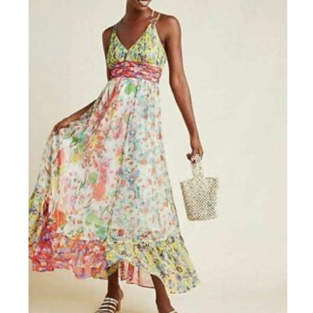 Anthropologie Malibu floral maxi dress in size 0